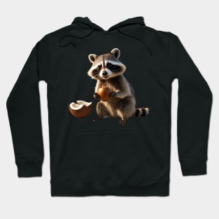 Raccoon with its coconut Hoodie